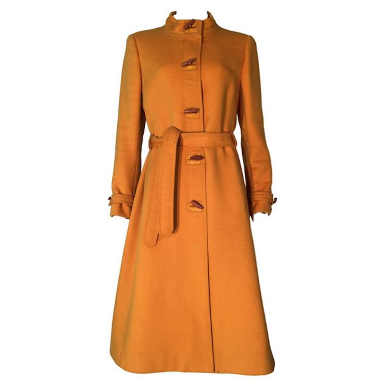 Baccarat Vintage 1970s Bill Gibb Era Wool and Leather Coat Yellow For ...