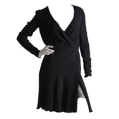 Vintage Valentino Boutique Black Silk Lace Under Skirt Long Sleeve LBD Cocktail 10