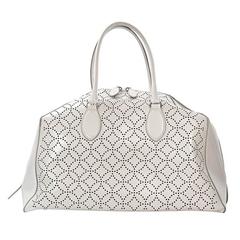 Grey Alaia Laser Cut Leather Tote Bag