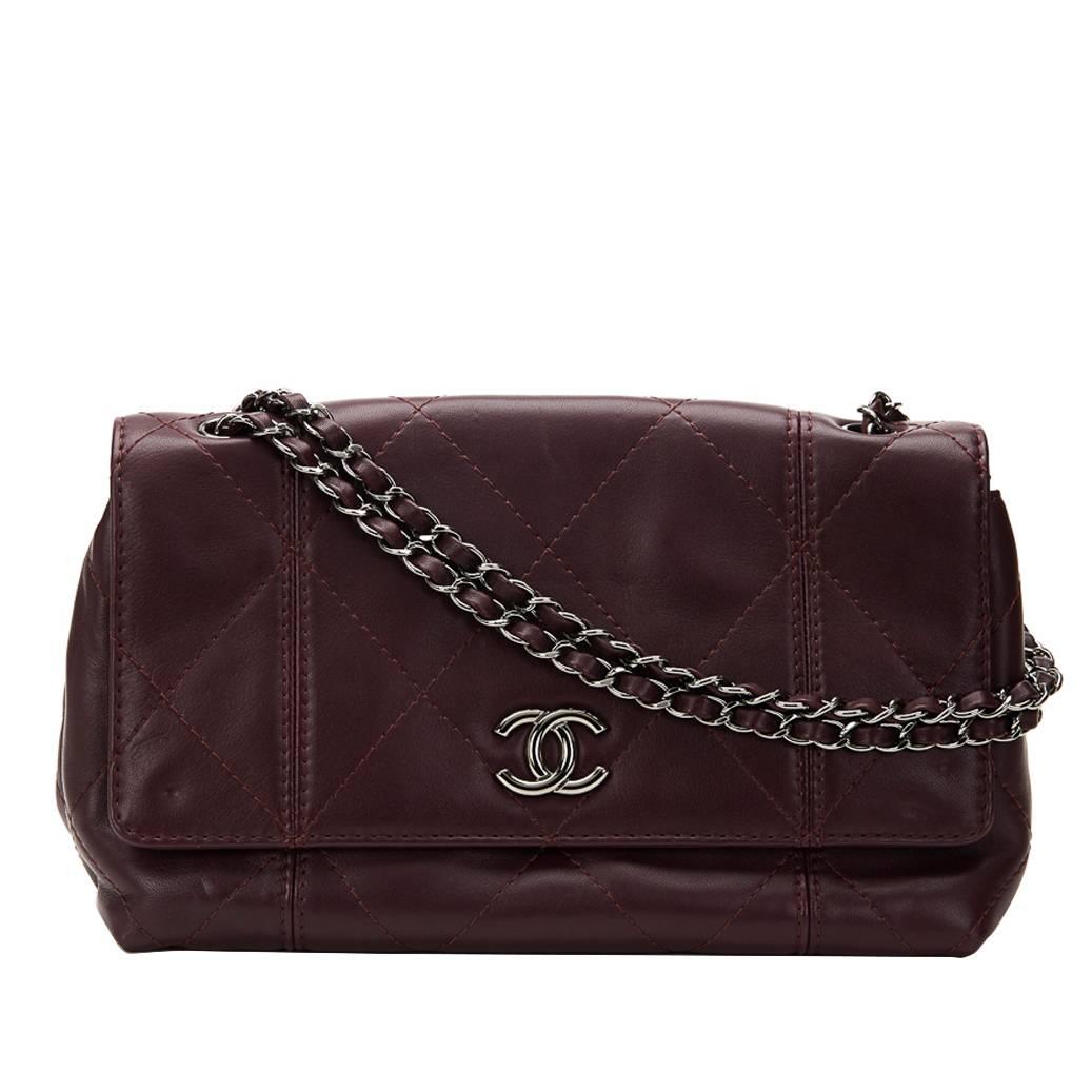 2011 Chanel Maroon Quilted Lambskin Classic Single Flap Bag