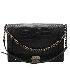 Used 2013 Chanel Black Alligator Large Le Boy