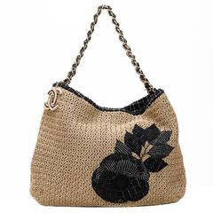 2010 Chanel Beige Woven Raffia Coco Country Tote at 1stDibs