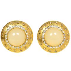 Chanel Goldtone and Crystal Clip-On Earrings 5