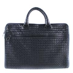 Bottega Veneta Black Intrecciato Leather Briefcase