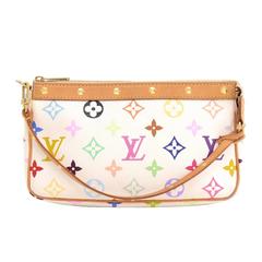 Vintage Louis Vuitton Pochette Accessories White Multicolor Canvas Hand Bag