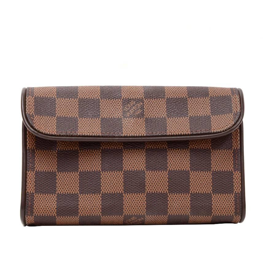 Louis Vuitton Pochette Florentine Ebene Damier Canvas Clutch Bag