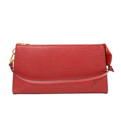 Retro Louis Vuitton Pochette Accessories Red Epi Leather Hand Bag