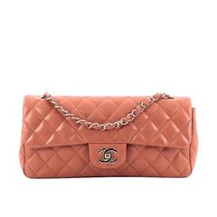 Chanel East West Flap Cream Quilted Lambskin Leather at 1stDibs