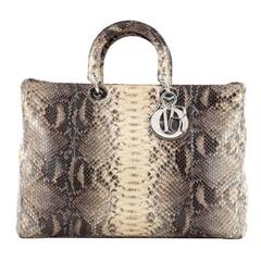 Christian Dior Lady Dior Handbag Python Large