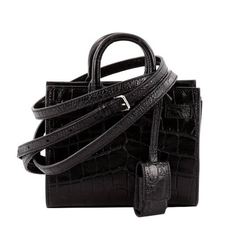Saint Laurent Sac De Jour Handbag Crocodile Embossed Leather Toy at 1stDibs
