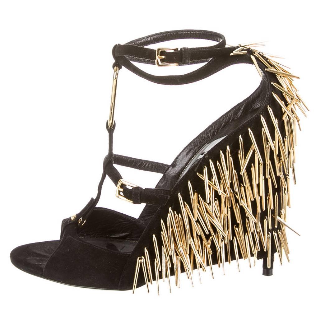 Tom Ford Spring Summer 2013 Black & Gold Spike heels 39 For Sale