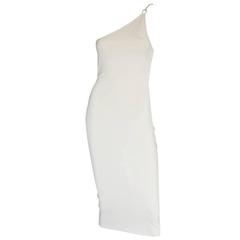 Free Shipping: Iconic Tom Ford Gucci SS 1998 Beige Knit One Shoulder Dress! M 2