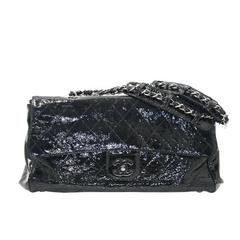 Chanel Black Patent Leather Large Ritz Flap Bag