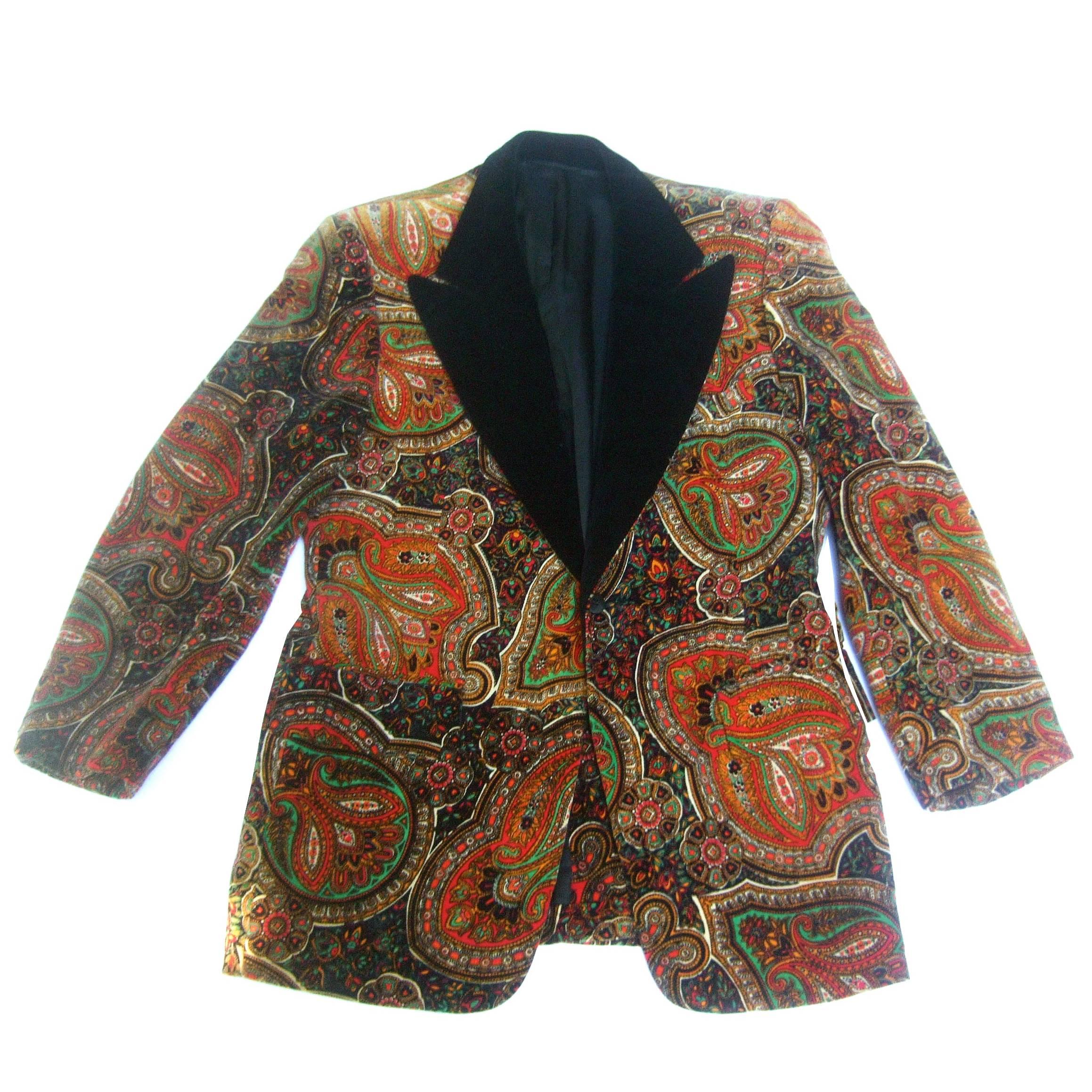 Men's Paisley Cotton Velvet Tuxedo Jacket C 1970s