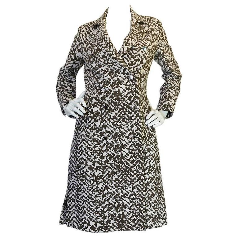 Amazing 1970s Givenchy Structured Taupe Print Coat For Sale at 1stdibs
