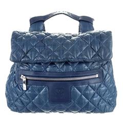 Chanel Backpack Blue Coco Cocoon - CC Logo Bag Handbag Graffiti Nylon Leather