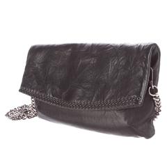 Balmain NEW Leather Silver Chain Clutch Crossbody Shoulder Strap Flap Bag