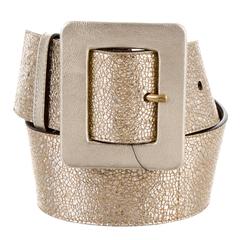 Yves Saint Laurent NEW Gold Metallic Leather Wide Waist Belt