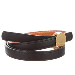Hermes NEW Black Tan Leather Gold Hardware Reversible 2 in 1 Waist Belt in Box