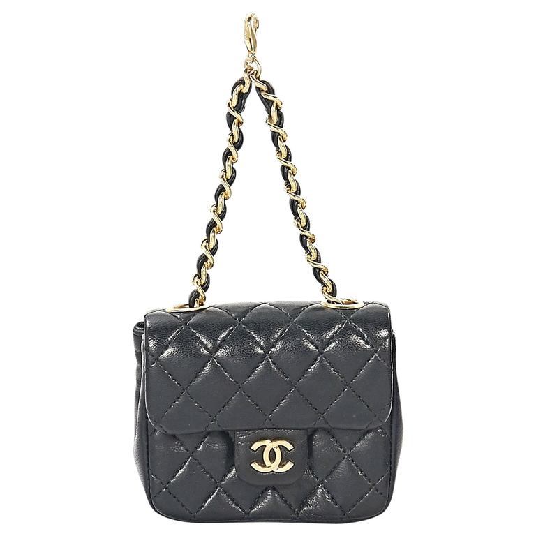 Black Chanel Quilted Leather Micro Mini Bag at 1stdibs