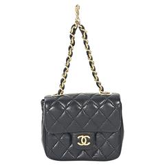Vintage Black Chanel Quilted Leather Micro Mini Bag