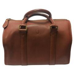 Vintage Ralph Lauren brown leather speedy style bag, mini duffle purse. Classic.