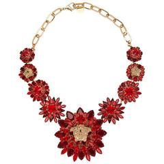 Versace Red Blooming Medusa Crystal Necklace 2