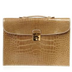 HERMES Quirus Briefcase / Portfolio / Attache Ficelle Alligator Gold Hardware 1