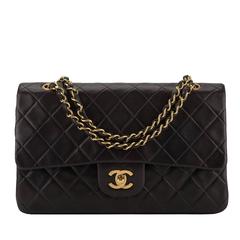 Chanel Vintage Black Quilted Lambskin Medium Classic Double Flap Bag Gold Hardwa