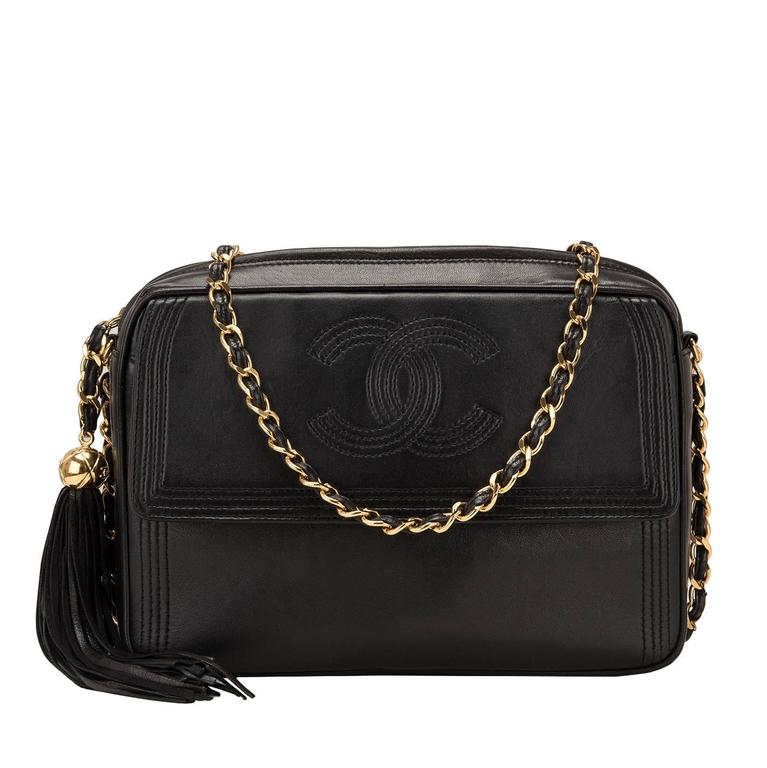 Chanel Vintage Black Lambskin Tasseled Camera Shoulder/Crossbody Bag ...