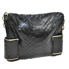 Givenchy Black Snakeskin Embossed Leather Flap Shoulder Bag 