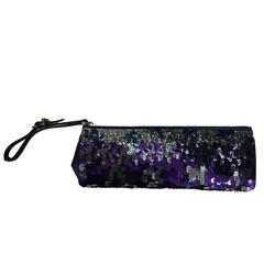 MIU MIU Purple Metallic Leather SEQUINNED WRIST BAG Wristlet PURSE Clutch