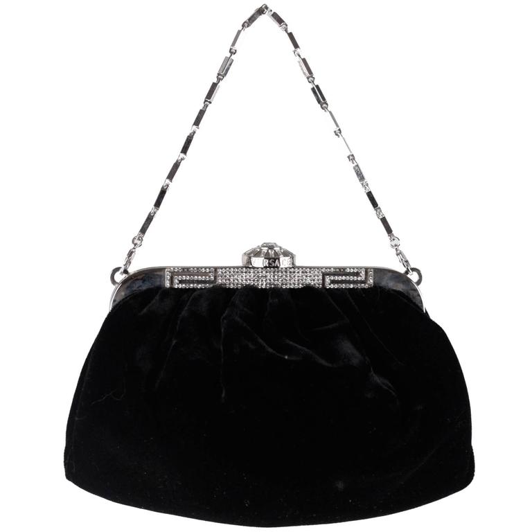 VersaceBlackVelvetClutchEveningBag 2 org l