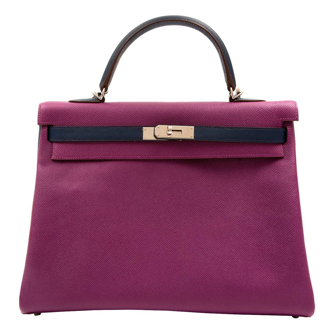 Two tone Brand new Kelly bag 35 cm Anemone Navy