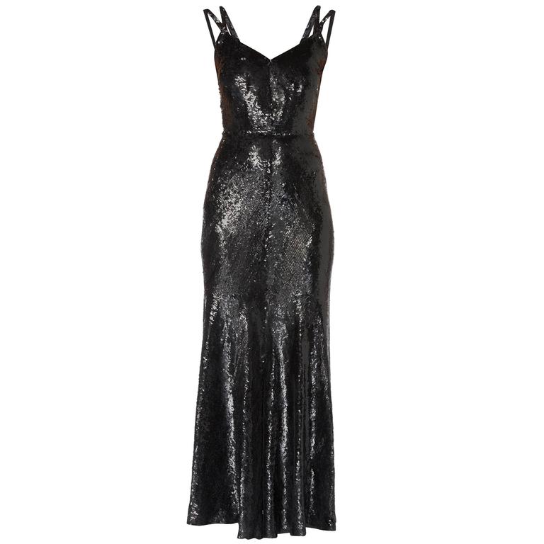 Chanel haute couture black sequin gown, Autumn/Winter 1932 at 1stDibs