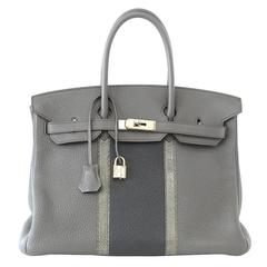 HERMES BIRKIN 35 Bag Limited Edition Club Etain Gray Permabrass rare