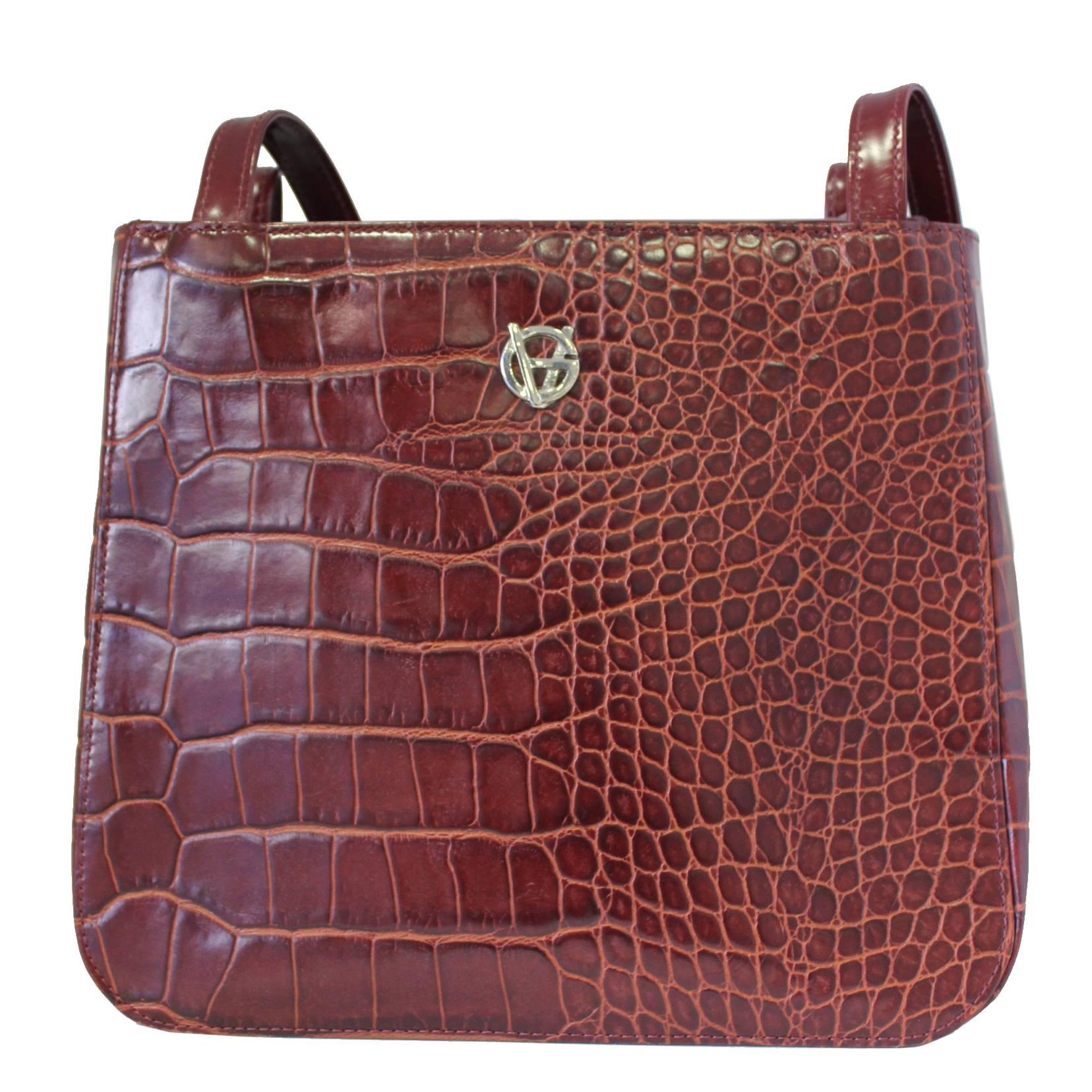 Gianni Versace Croc-Effect Leather Small Shoulder Bag For Sale
