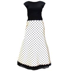 Geoffrey Beene Black and white polka dots dress gown