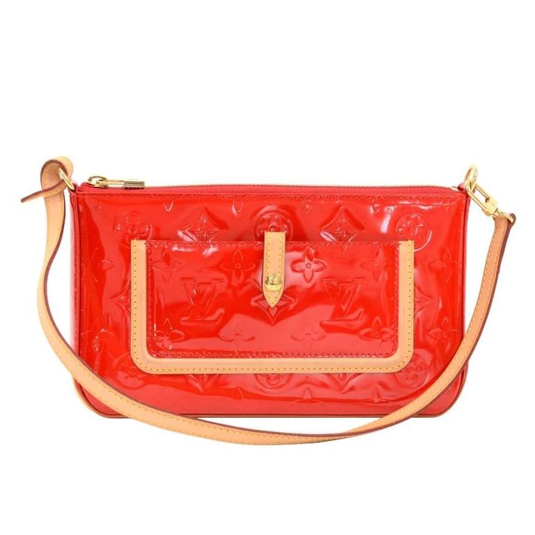 Louis Vuitton Mallory Square Rouge Red Vernis Leather Pochette Accessories  Bag at 1stDibs