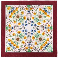 GUCCI c.1970's V. Accornero Multicolor Symmetrical Floral Print 100% Silk Scarf