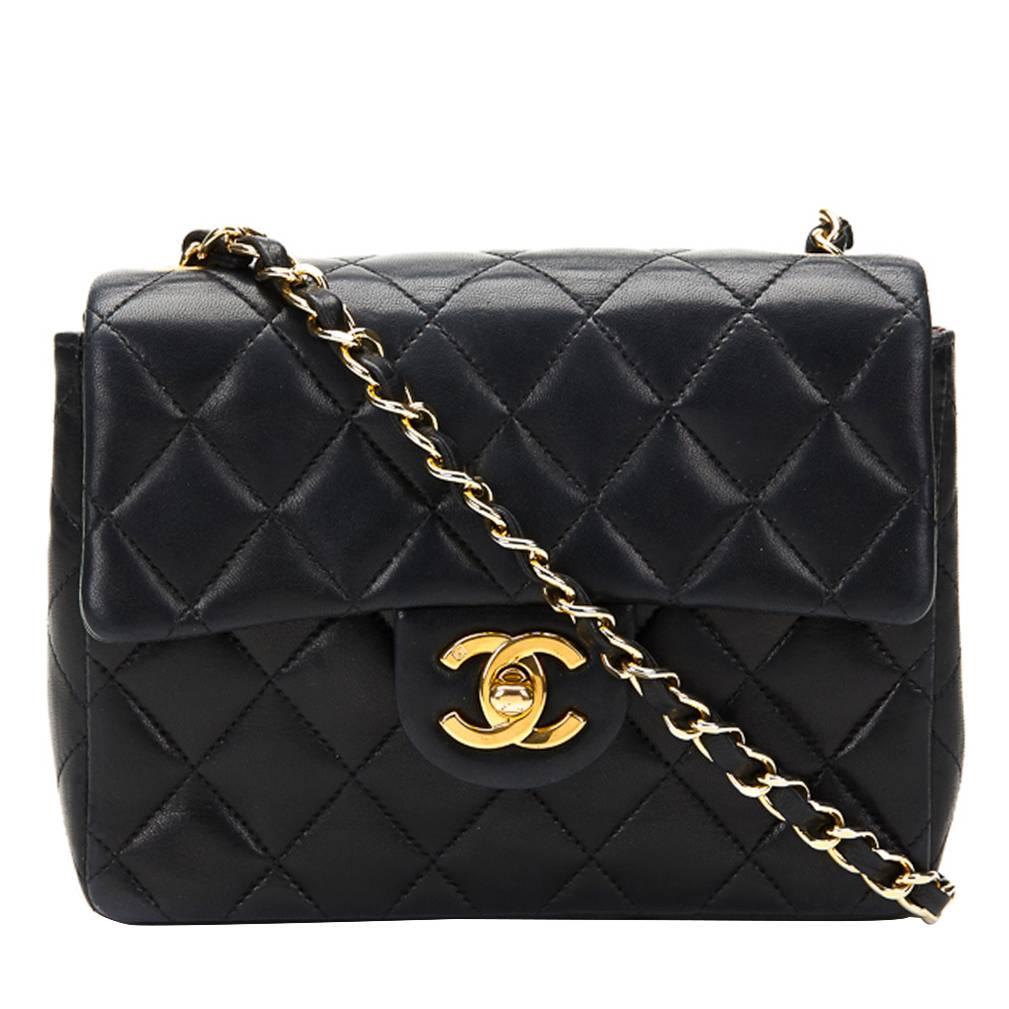 1990s Chanel Black Quilted Lambskin Mini Flap Bag