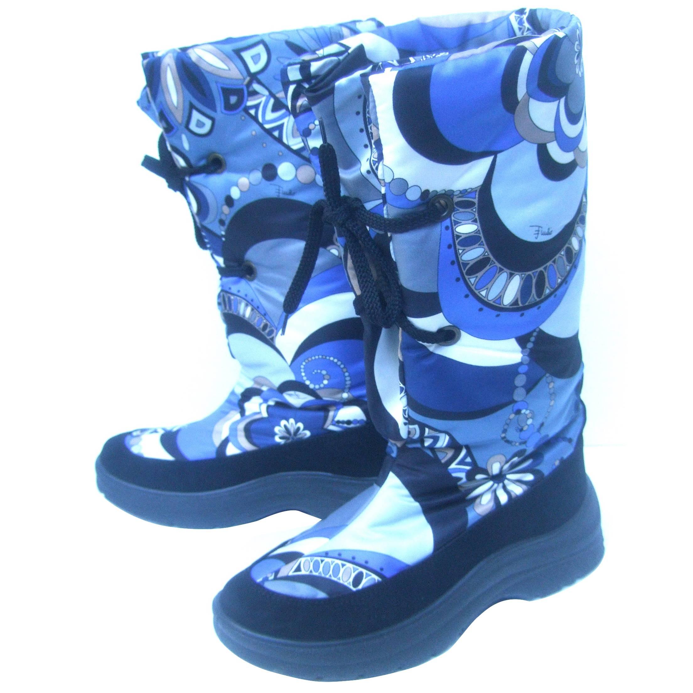 Emilio Pucci Bold Nylon Print Ski Boots Size 40 