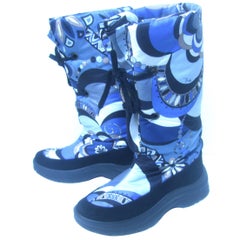 Used Emilio Pucci Bold Nylon Print Ski Boots Size 40