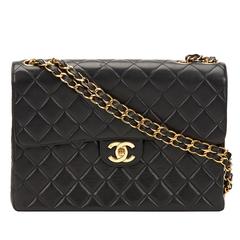 1990s Chanel Black Quilted Lambskin Retro Jumbo XL Flap Bag