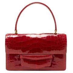 Lorry Newhouse Alligator Ruby Red Double Bag with detachable shoulder strap 