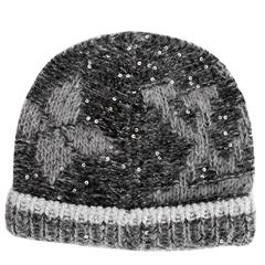 Louis Vuitton NEW Black Gray Monogram Flower Sequin Men Women Unisex Winter Hat 