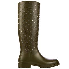 Saint Laurent NEW & SOLD OUT Crystal Rubber Welly Rain Knee Boots in Box