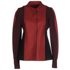 Fendi NEW & SOLD OUT Burgundy Red Maroon Colorblock High Neck Collar Jacket Coat