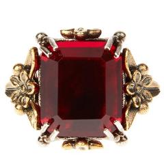 Alexander McQueen NEW & SOLD OUT Red Crystal Cushion Cocktail Ring in Box