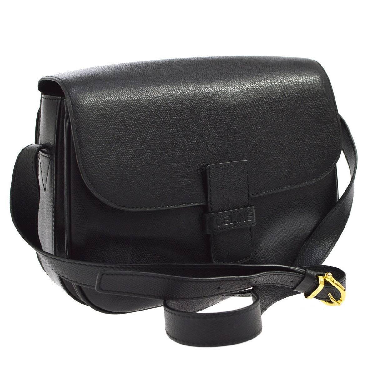 Celine Black Leather Box Flap Bag